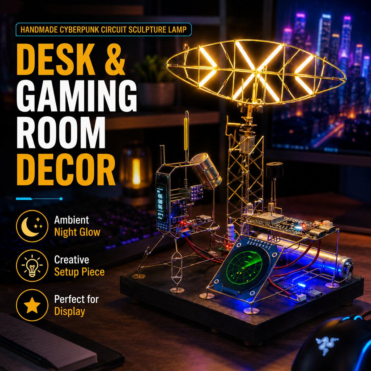 NeonForge - Handmade Cyberpunk Circuit Sculpture Lamp – image 7