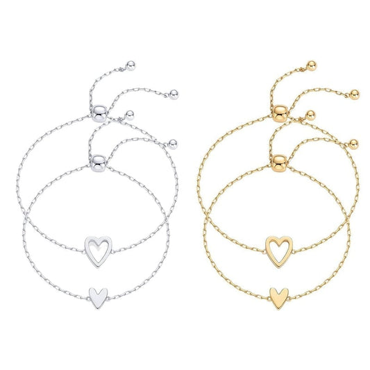 ForeverTies – Adjustable Duo Friendship Bracelet Set – Silver + Gold