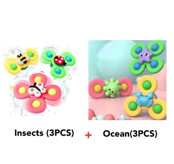 SpinBloom – Interactive Baby Spinner Set – Insects+Ocean (6 PCS)