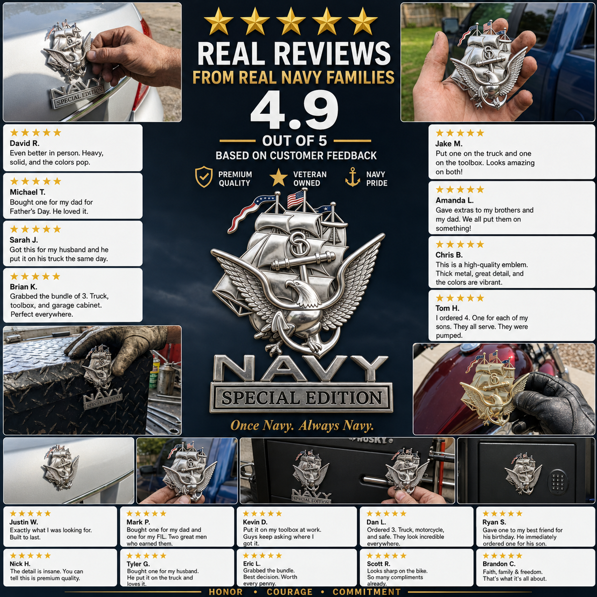 NavyHonor – Navy Veteran Metal Auto Emblem – image 8