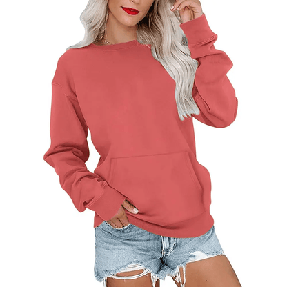 CozyCore – Women’s Crewneck Hoodless Sweatshirt – Coral / S