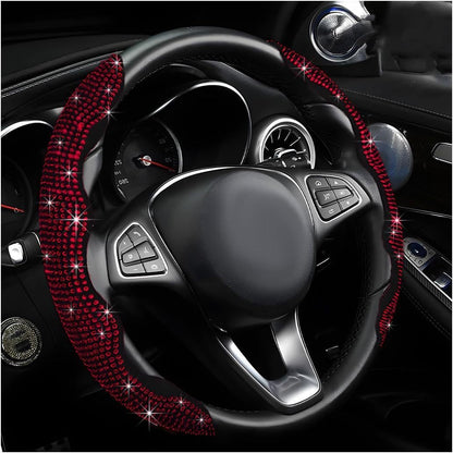 LuxiDrive – Crystal Studded Steering Wheel Cover – Red / 2pcs