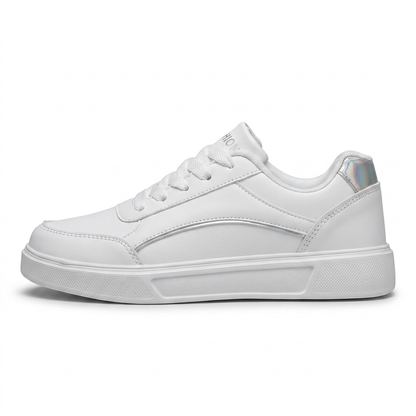 Stella — Platform Sneaker with Metallic Accents – Silver / 36