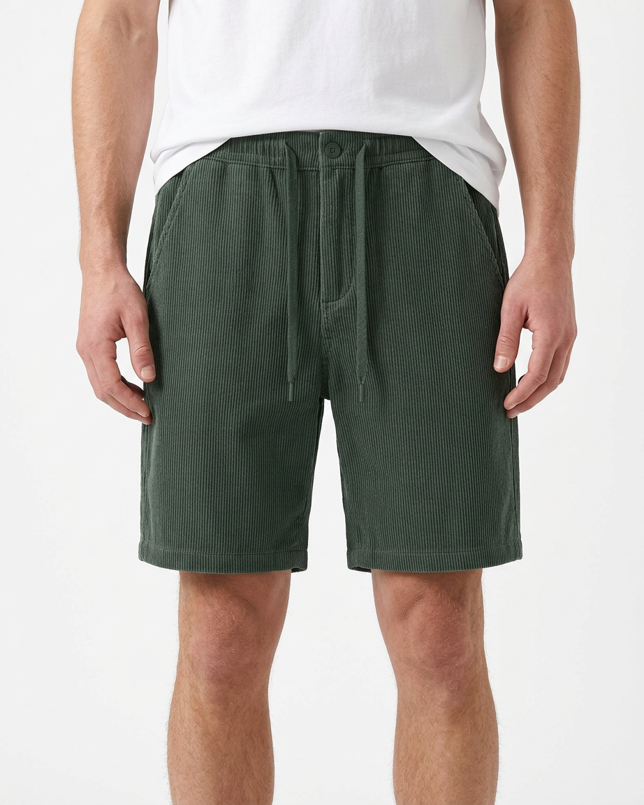 Ridgeline — Corduroy Cargo Shorts for Men – DARK GREEN / S