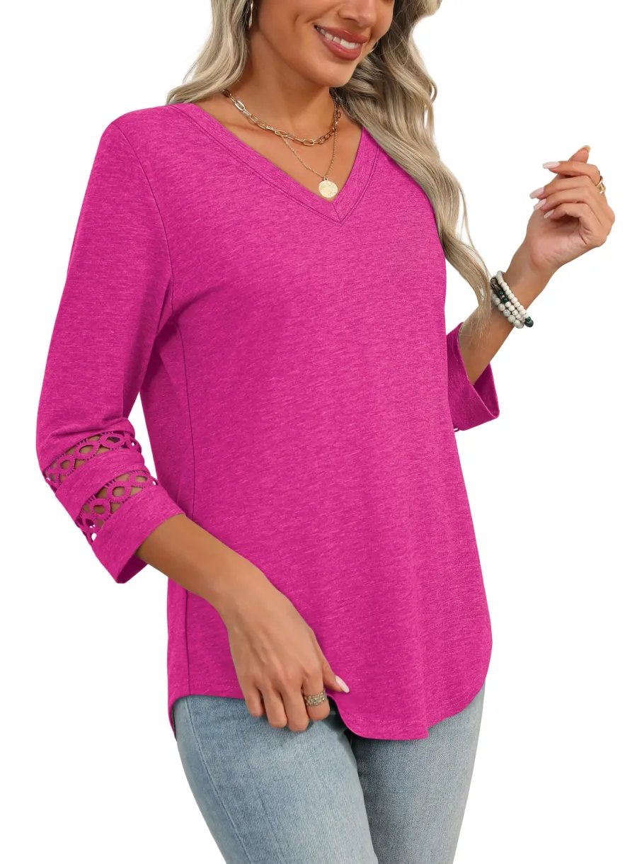 ClairaMode | Relaxed Fit V-Neck Sleeve Women Tee – image 3