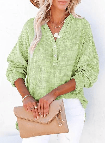 CloudFit – Women’s Casual Oversized Gauze Blouse – Light green / S