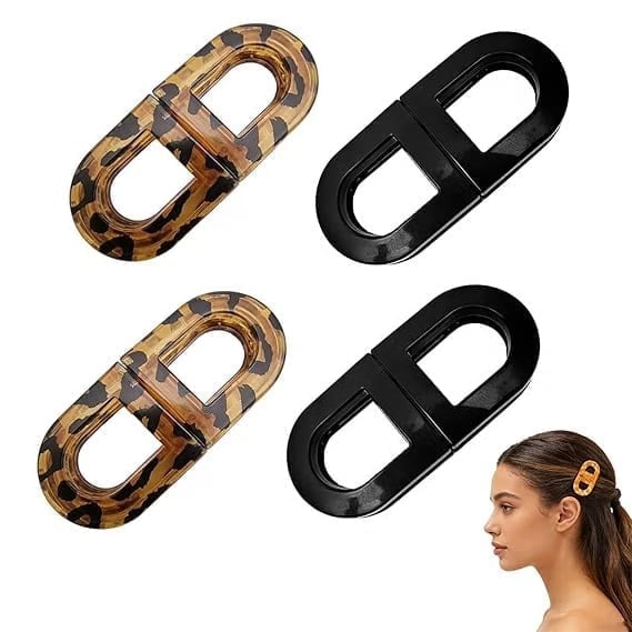 MagnaClip – Smart Magnetic Hair Clips – Leopard (2 pairs)+ Black (2 pairs)