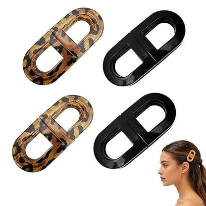 MagnaClip – Smart Magnetic Hair Clips – Leopard (2 pairs)+ Black (2 pairs)