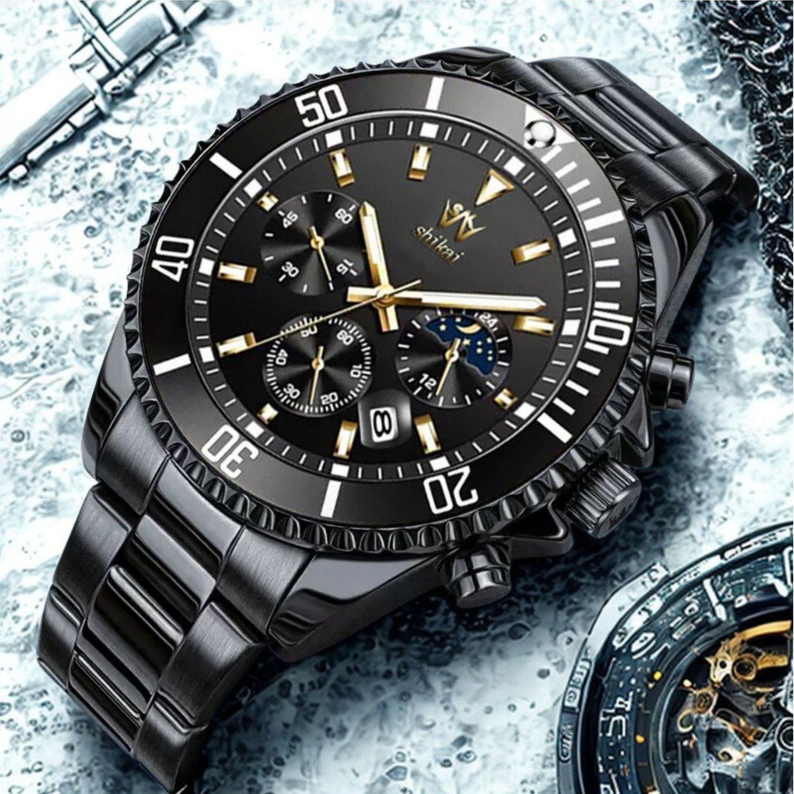 ChronoLuxe – Men’s Luxury Dress Watch – Full Black