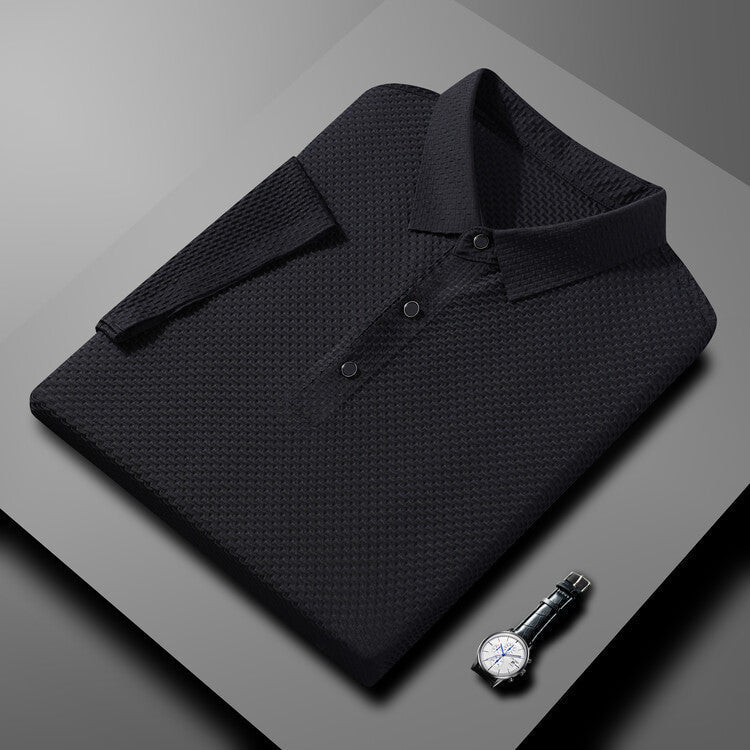 FlexGent – Modern Slim Business Shirt – Black / M（height & weight 160-170cm 100-125LB）
