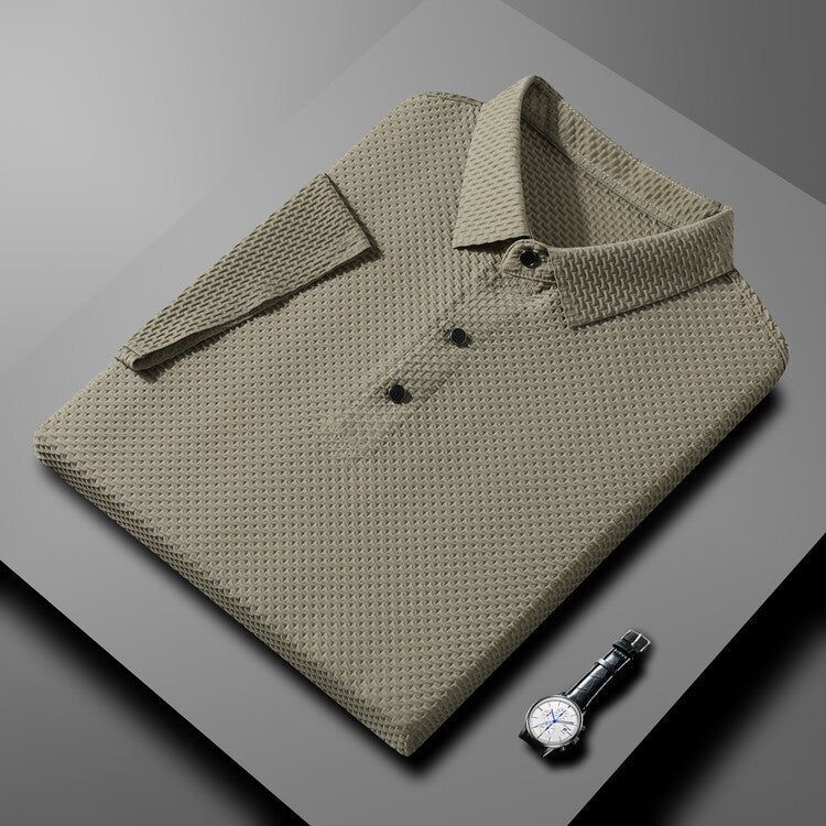 FlexGent – Modern Slim Business Shirt – Khaki / M（height & weight 160-170cm 100-125LB）