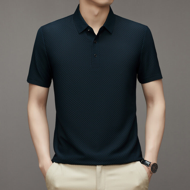 FlexGent – Modern Slim Business Shirt – Dark blue / M（height & weight 160-170cm 100-125LB）
