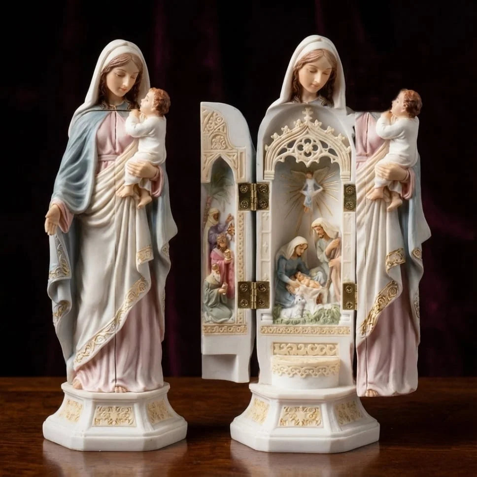 Celestial Birth - Renaissance Nativity Triptych – image 2