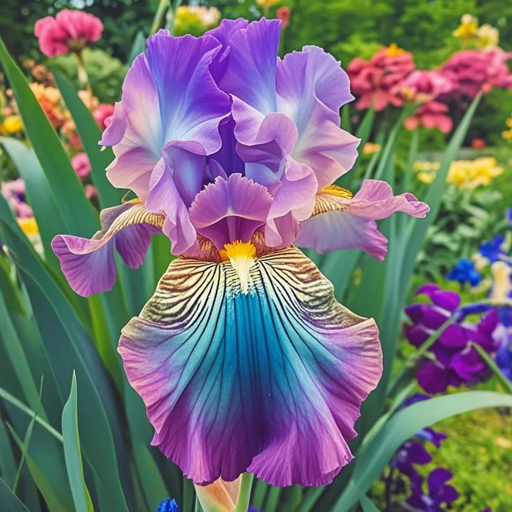 BloomAura – Exotic Tall Bearded Iris Flower – Enchanted Mirage / 2 Iris Rhizomes