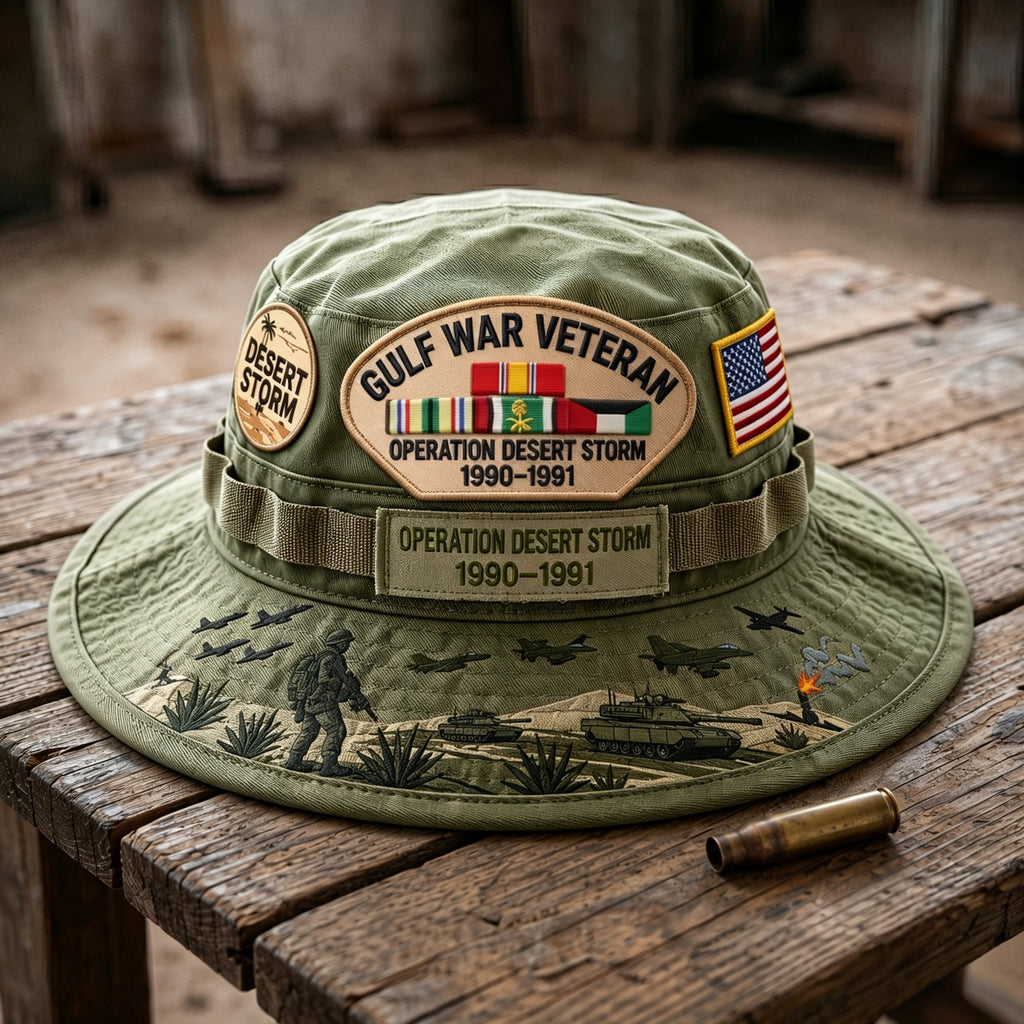 StormHonor – Gulf War Veteran Tribute Boonie Hat – OD Green / One Size Fits Most (Circumference 21 5/8"- Circumference 24 1/8")