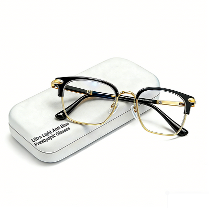 Ultra Light Anti Blue Presbyopic Glasses – Intelligent Zoom 100°-500° (Auto Recognition) / Black Gold (Anti Blue Light) / Buy 1
