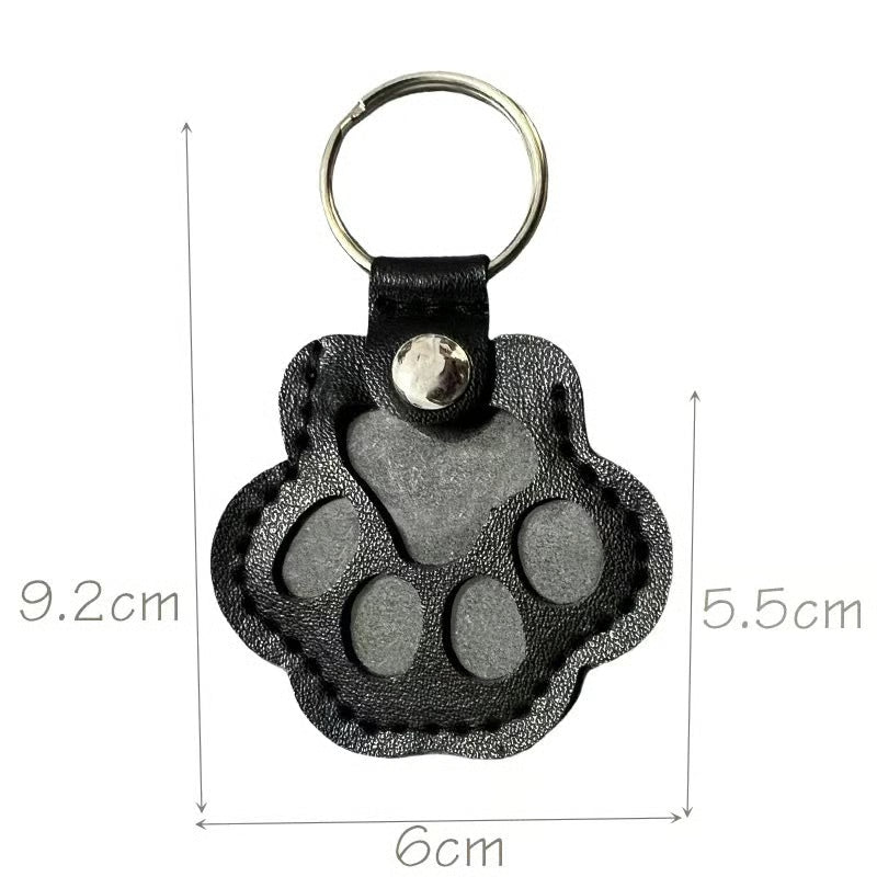 FurTag – Paw Shaped Leather Keychain – Black