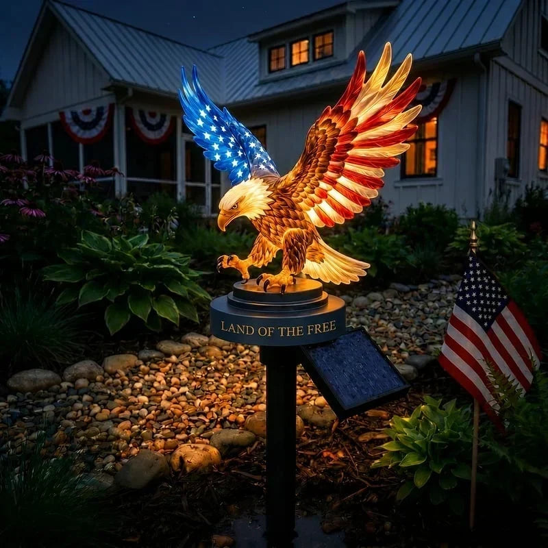 PatriotFlame – Solar Eagle Yard Stake – LAND OF THE FREE