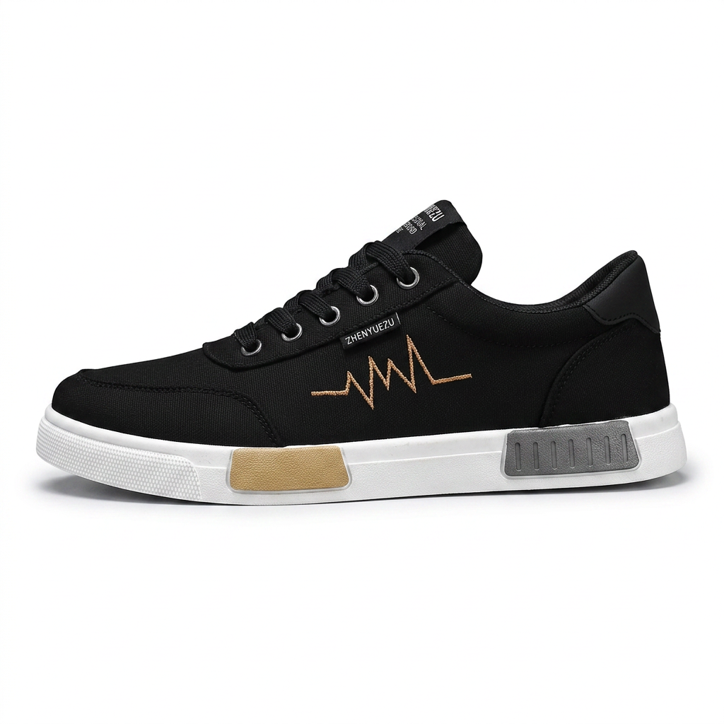 Pulseway — Canvas Sneaker with Heartbeat Detail – Black/Yellow / EU 39 / UK 6 / US 7.5