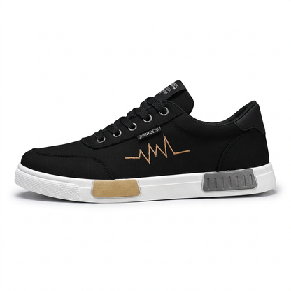 Pulseway — Canvas Sneaker with Heartbeat Detail – Black/Yellow / EU 39 / UK 6 / US 7.5