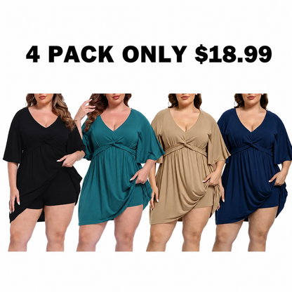 CurvaBelle – Plus Size Romper Dress – 4-PACK A / XS