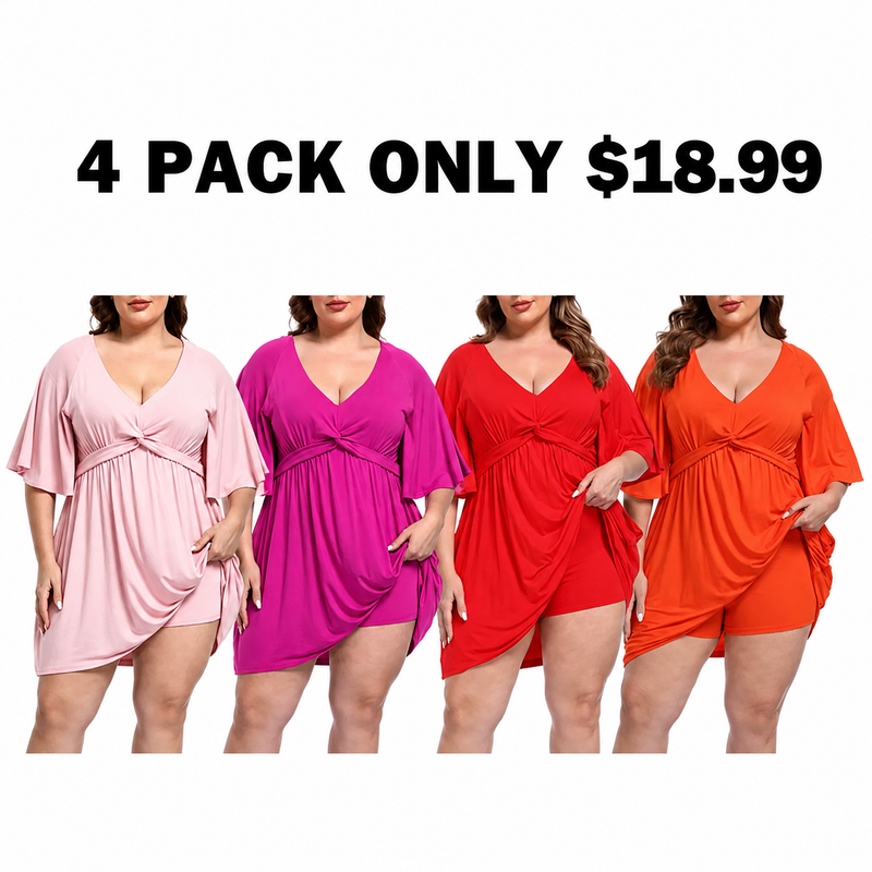 CurvaBelle – Plus Size Romper Dress – 4-PACK B / XS
