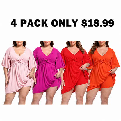 CurvaBelle – Plus Size Romper Dress – 4-PACK B / XS