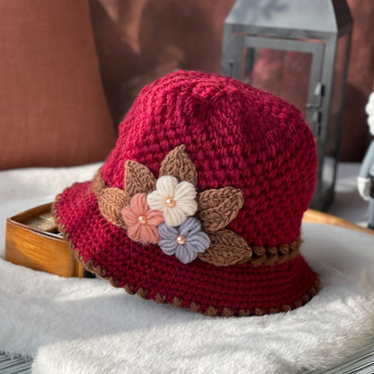 VintageGlow – Cozy Winter Cap – Red Wine