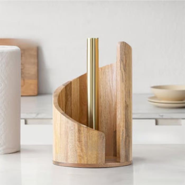 PeakHold – Mountain Paper Towel Holder Countertop – Natural Wood