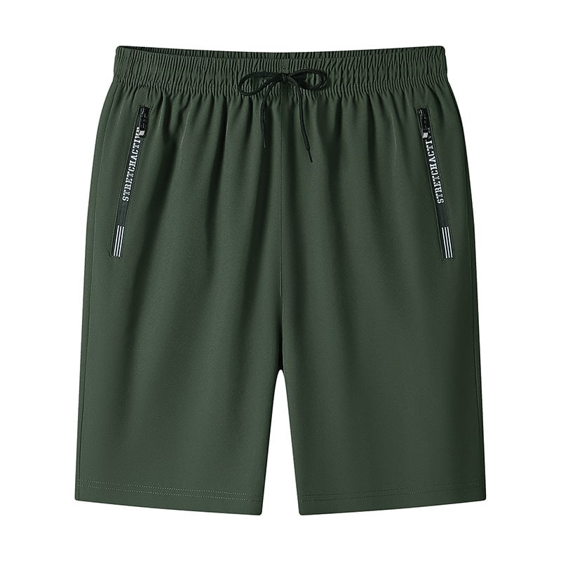 CoolStride – Breathable Ice Silk Stretch Shorts – Army Green / M