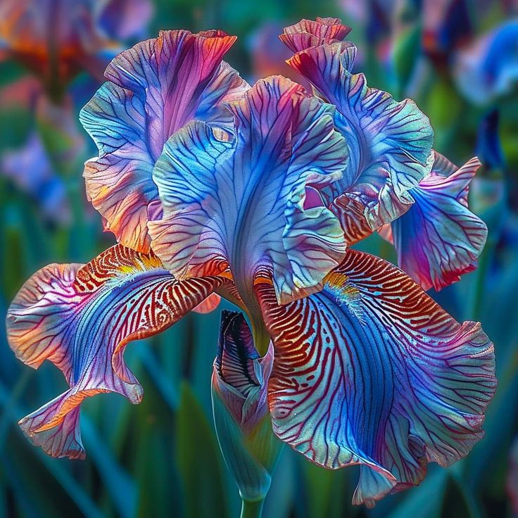 BloomAura – Exotic Tall Bearded Iris Flower – Sapphire Spark / 2 Iris Rhizomes