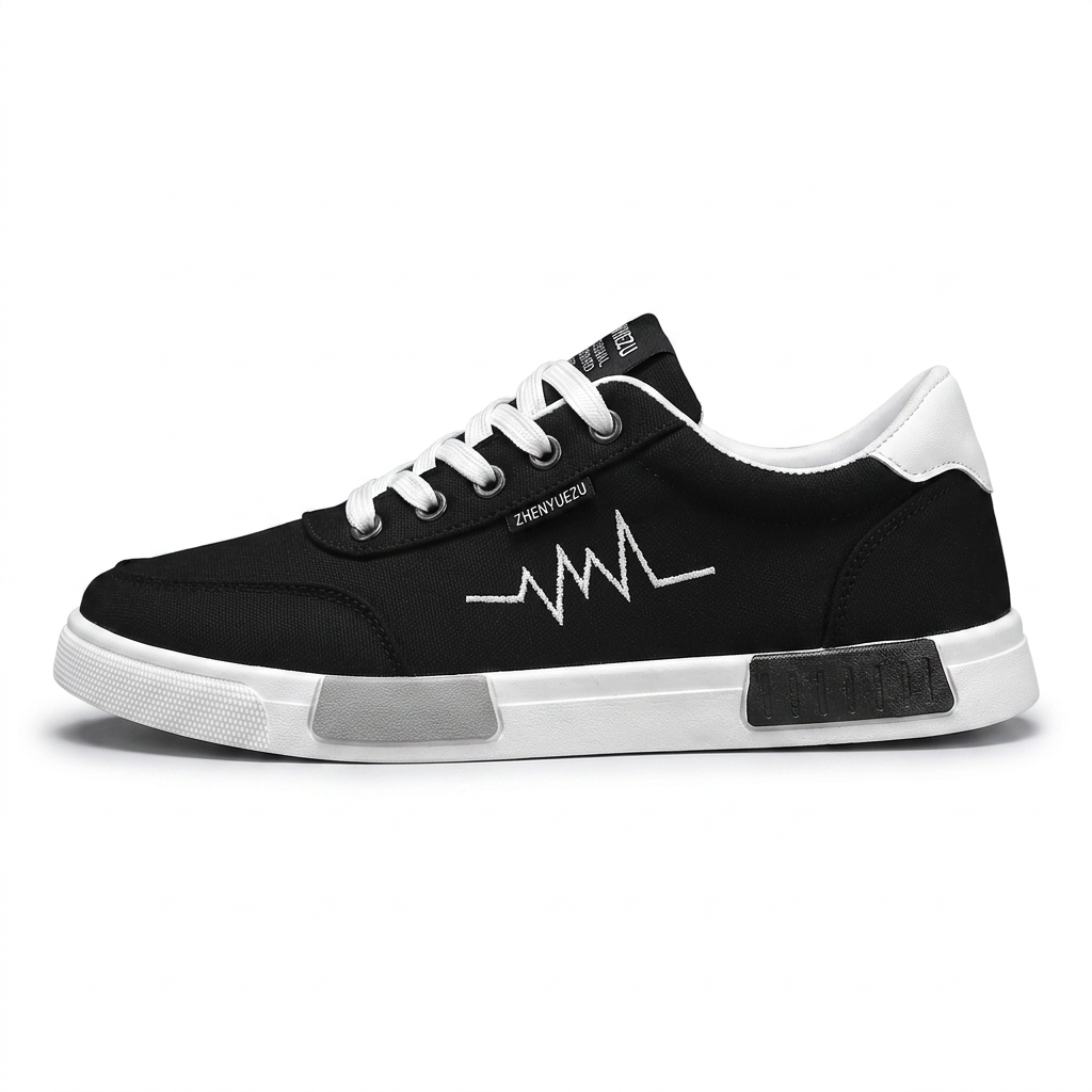 Pulseway — Canvas Sneaker with Heartbeat Detail – Black/White / EU 39 / UK 6 / US 7.5