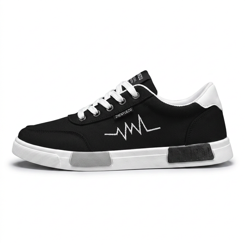Pulseway — Canvas Sneaker with Heartbeat Detail – Black/White / EU 39 / UK 6 / US 7.5