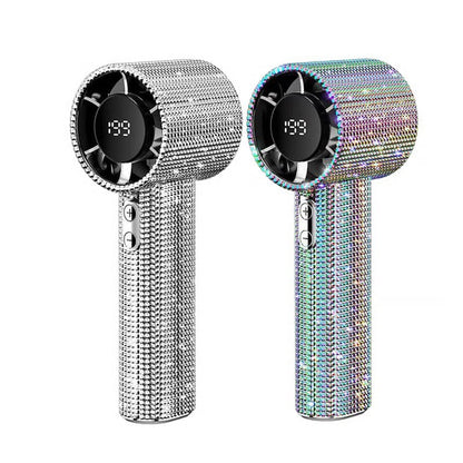 BreezeLux – Luxury Rechargeable Handheld Turbo Fan – S5 White Diamond+S5 Colorful Diamond