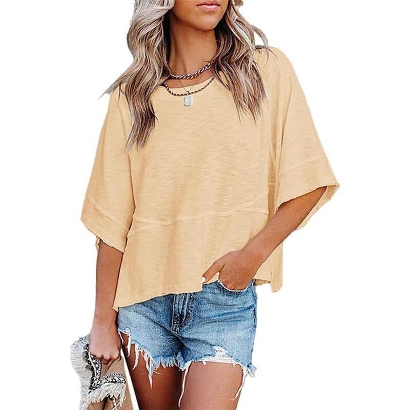 PureEase – Oversized Crewneck Comfort Summer Top – Beige / S