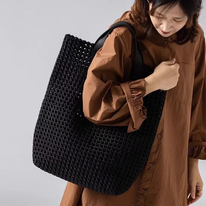 LuxeWeave – Handwoven Oversized Leather Tote Bag – Without subpackage / Small size: 41x36x12cm (16*14*5inches)