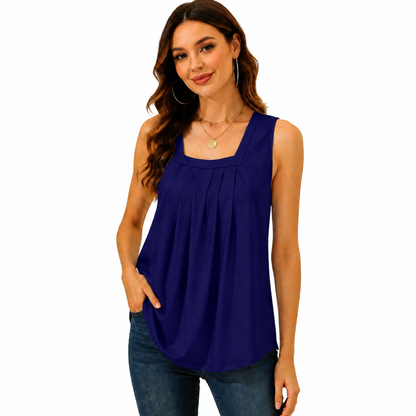 LunaFit – Lightweight Sleeveless Summer Tank Top – Navy / Large / US 14-16