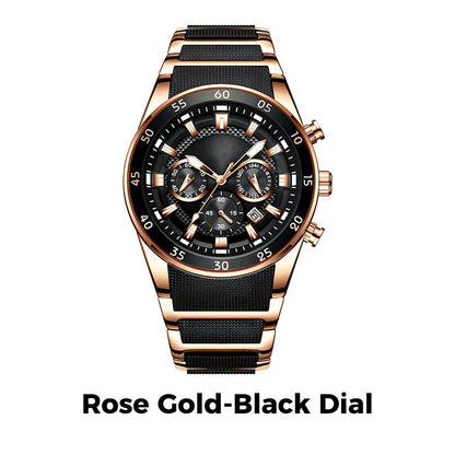 TimeForge – Rugged Men’s Multifunction Watch – Rose Gold-Black Dial