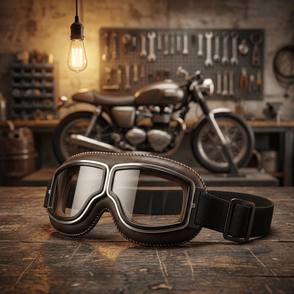 RetroRide – OTG Vintage Motorcycle Riding Goggles – Retro Brown / Transparent