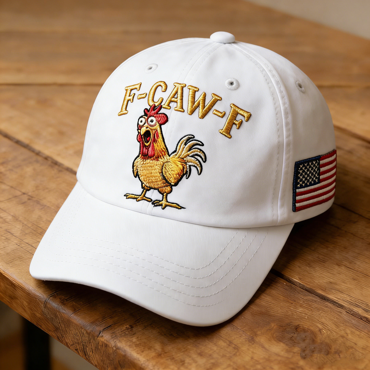 CluckPride – Made in USA Rooster Hat – White / One Size Fits Most (Circumference 21 5/8"- Circumference 24 1/8")
