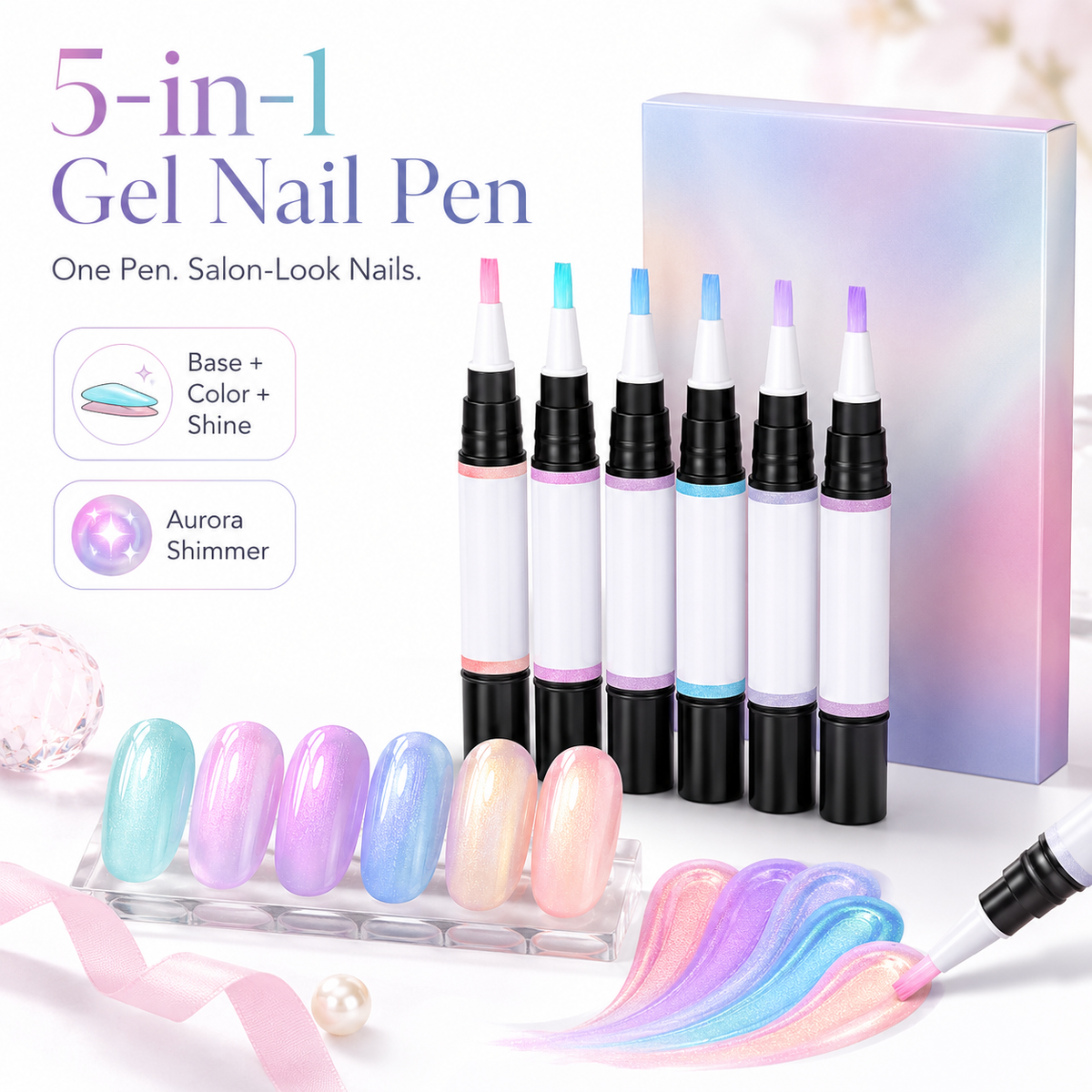 NailGlow Pro - 5-in-1 Gel Nail Polish Pen – 1 Set