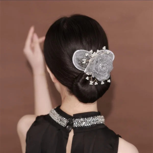 QuickTwist - Stylish and Quick Hairband – Gray Flower