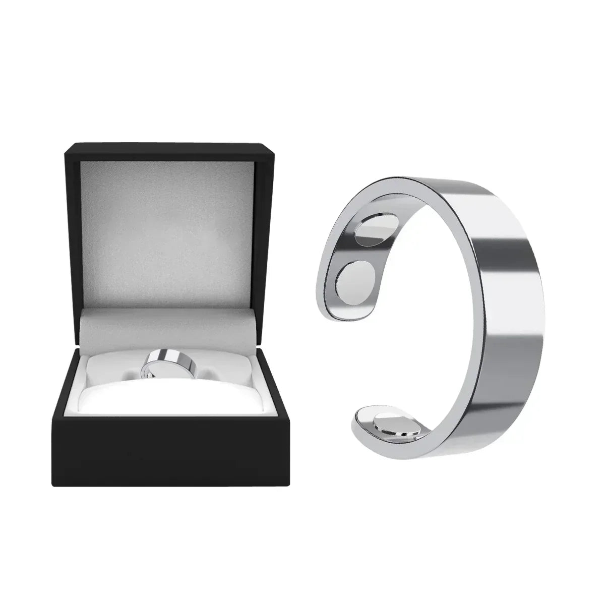 MagnaLuxe – Elegant Stainless Steel Magnetic Ring – Silver