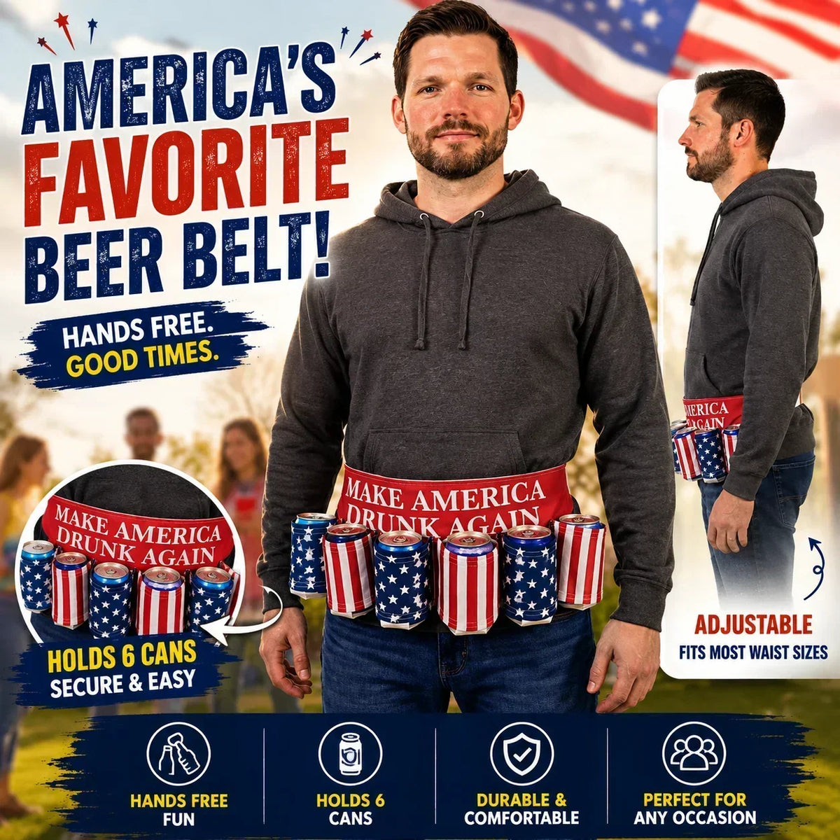 DrinkMate – Adjustable 6-Can Beverage Holster Belt – image 6
