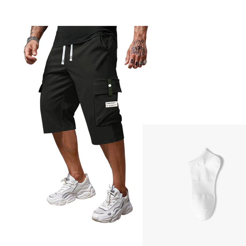 TrailBlaze – Durable Men’s Casual Cargo Pants – Black / XXS / Pants+Sock (1 pair)