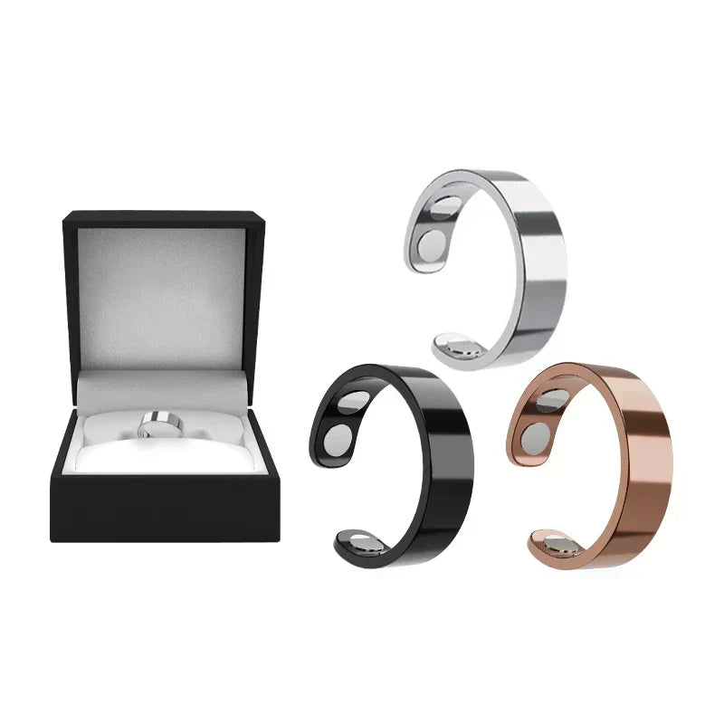 MagnaLuxe – Elegant Stainless Steel Magnetic Ring – Gold+Silver+Rose gold