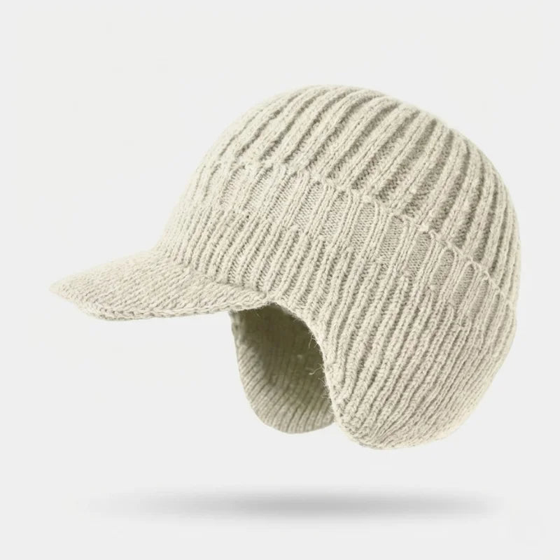FjordWarm™ • Thermal winter beanie with ear protection – Off-White