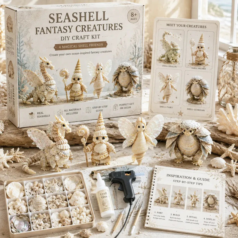 Shellora – Creative DIY Seashell Craft Kit – Fantasy Creatures Set / Buy 1