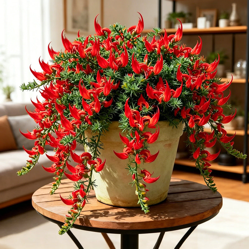 ParrotBloom – Rare Parrot Beak Spider Plant – Red / 2 Bulbs-Small flower pot