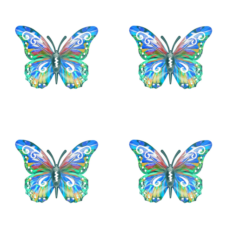 Butteriva – Metal Butterfly Wall Art – 4x Blue Butterflies / Stater Pack